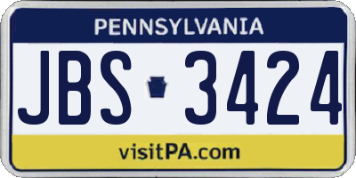 PA license plate JBS3424