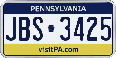 PA license plate JBS3425