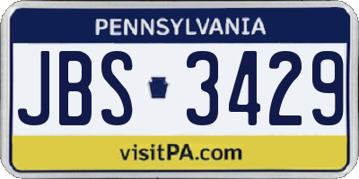PA license plate JBS3429