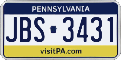 PA license plate JBS3431