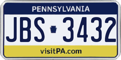 PA license plate JBS3432