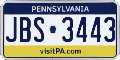 PA license plate JBS3443