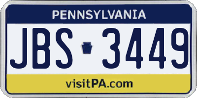PA license plate JBS3449