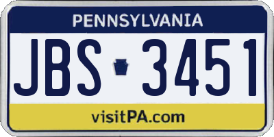 PA license plate JBS3451