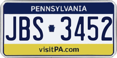 PA license plate JBS3452