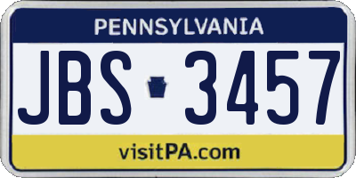 PA license plate JBS3457
