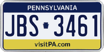 PA license plate JBS3461