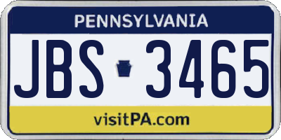 PA license plate JBS3465
