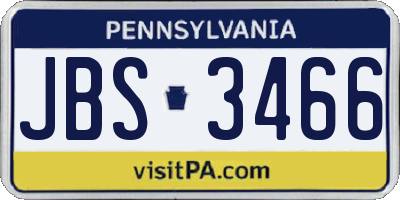 PA license plate JBS3466