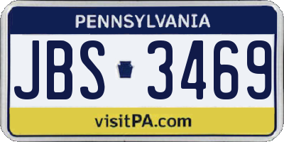 PA license plate JBS3469