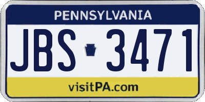 PA license plate JBS3471