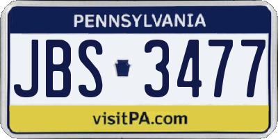 PA license plate JBS3477