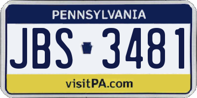 PA license plate JBS3481