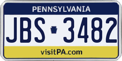 PA license plate JBS3482
