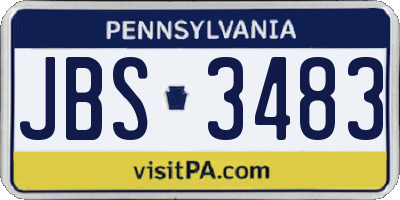 PA license plate JBS3483