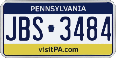 PA license plate JBS3484