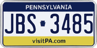 PA license plate JBS3485