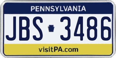 PA license plate JBS3486