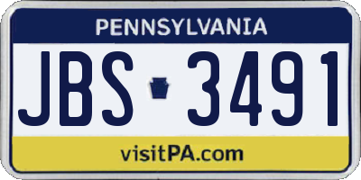PA license plate JBS3491