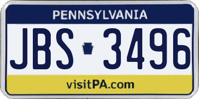 PA license plate JBS3496