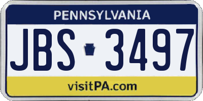 PA license plate JBS3497