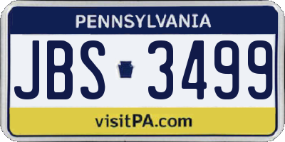 PA license plate JBS3499