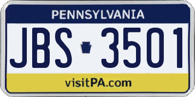PA license plate JBS3501