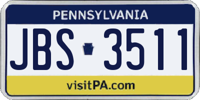 PA license plate JBS3511