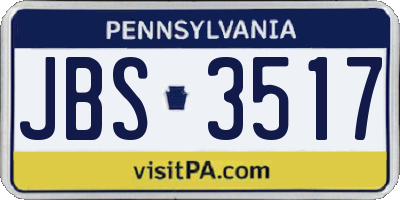 PA license plate JBS3517