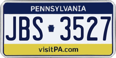 PA license plate JBS3527