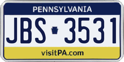 PA license plate JBS3531