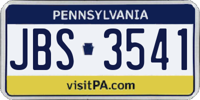 PA license plate JBS3541