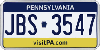 PA license plate JBS3547