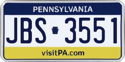 PA license plate JBS3551