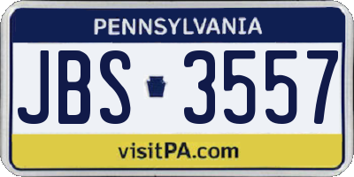 PA license plate JBS3557