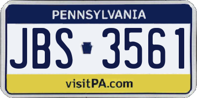 PA license plate JBS3561