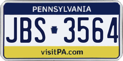 PA license plate JBS3564