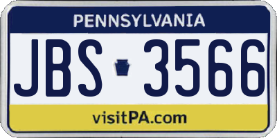 PA license plate JBS3566