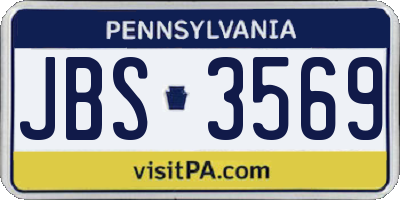 PA license plate JBS3569