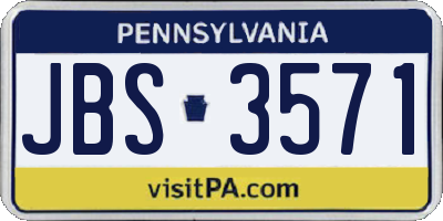 PA license plate JBS3571