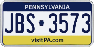PA license plate JBS3573