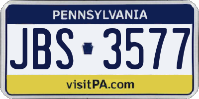 PA license plate JBS3577