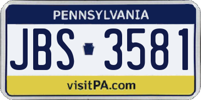 PA license plate JBS3581