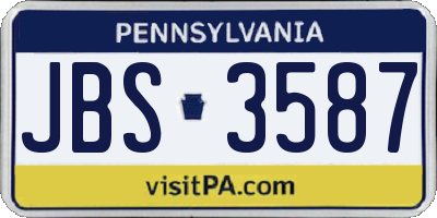 PA license plate JBS3587