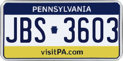 PA license plate JBS3603