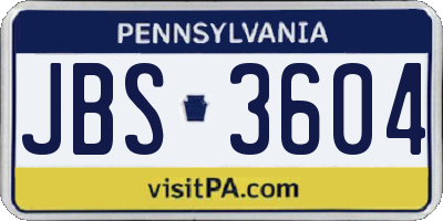 PA license plate JBS3604