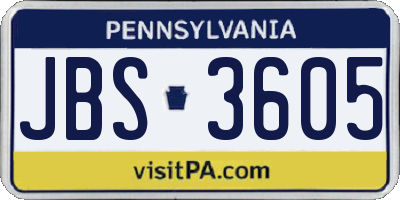 PA license plate JBS3605