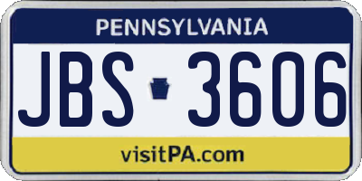 PA license plate JBS3606