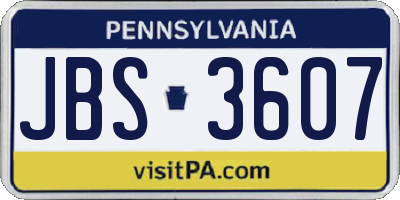 PA license plate JBS3607