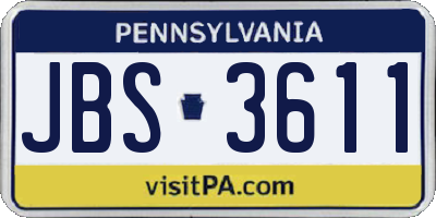 PA license plate JBS3611